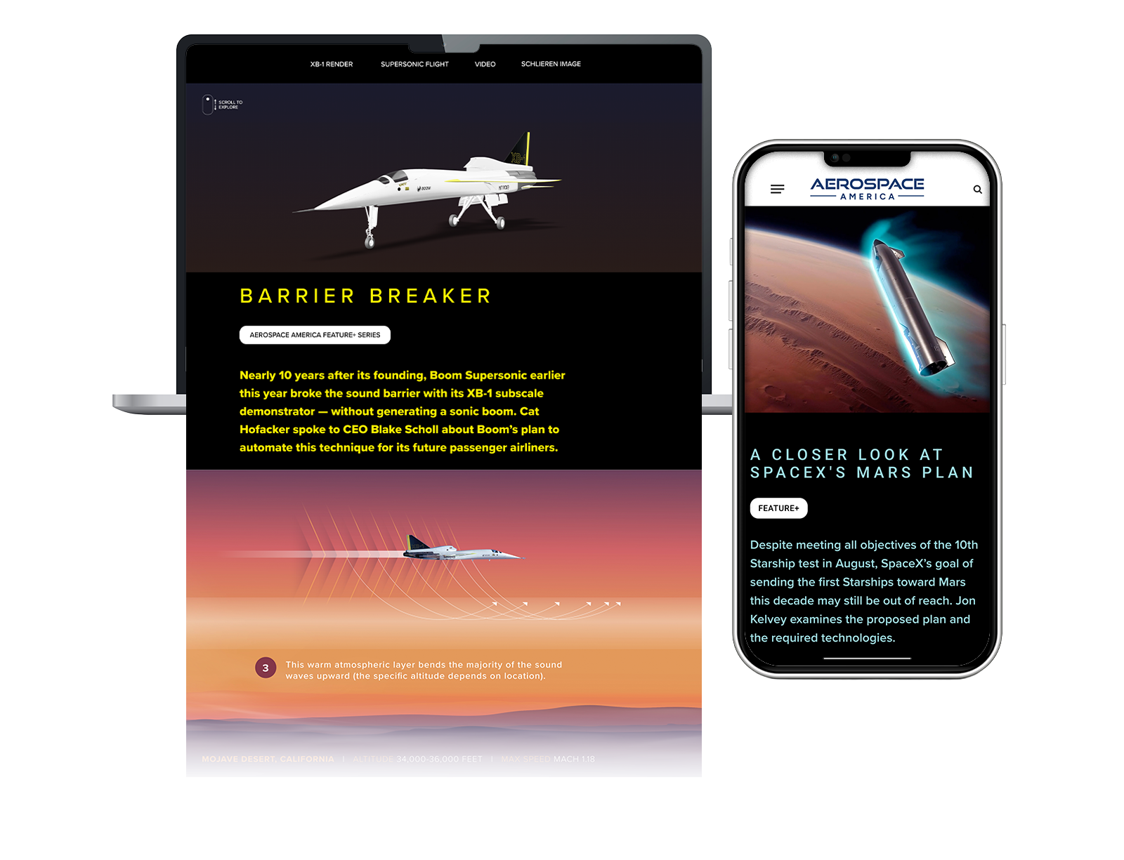 Aerospace America Feature+ Articles project mockup